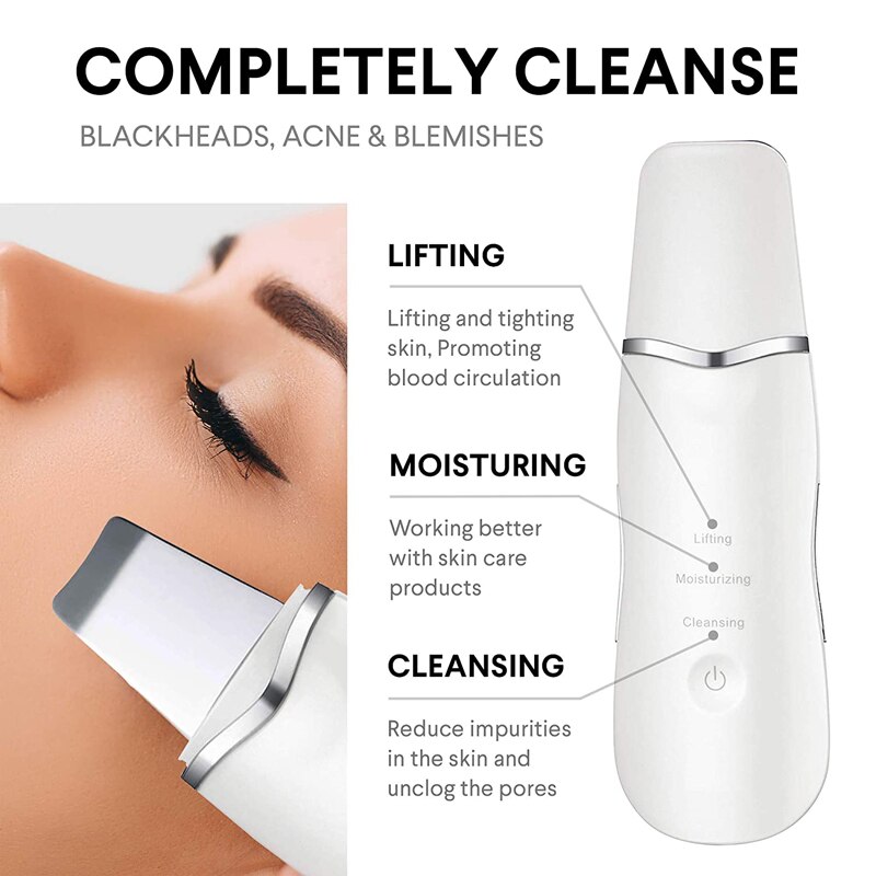 Ultrasonic Skin Scrubber Deep Face Cleaner Cavitation Peeling Shovel Facial Care Pore Lifting Machine
