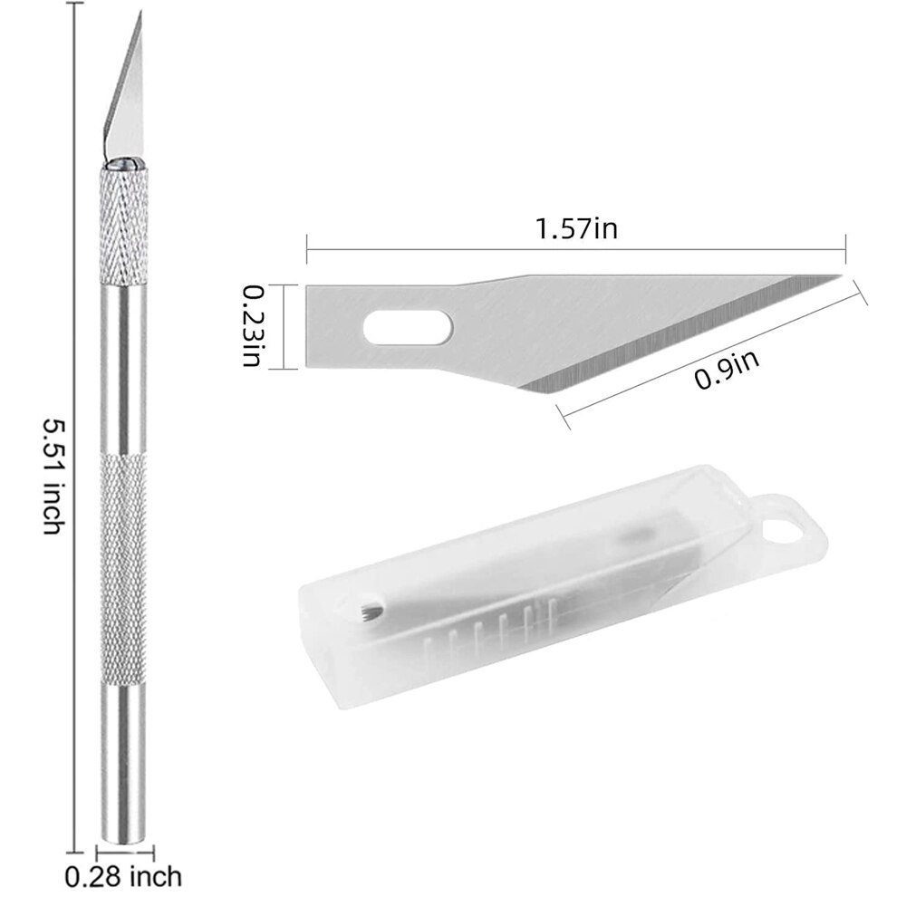 Precision Carving Craft Knife Hobby Knife Kit with 40 Spare Blades Sewing Measuring Gauging for DIY Art Work Cutting Tool