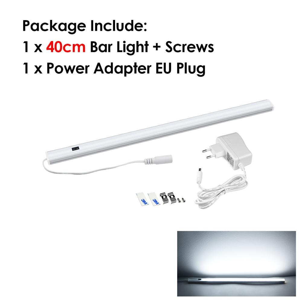 Kjøkkenlys tilbehør håndfeiende sensor under skap led strip bar lys 5w 6w 7w gjør det selv kjøkken nattbord lys led lampe: Hvit 40cm
