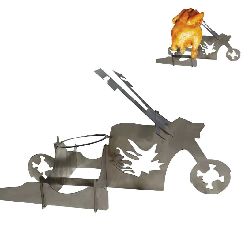 Motorcycle Beer Can Chicken Holder for Grill Portable Beer Butt Chicken Stand Beer Chicken Roaster BBQ Chicken Rack