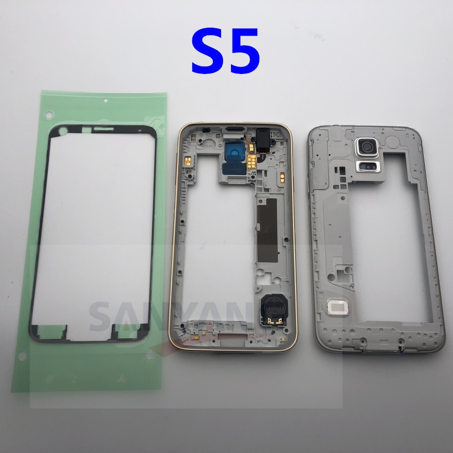 Originele Midden Terug Frame Chassis Plate Bezel Terug Behuizing Voor Samsung Galaxy S5 I9600 G900F G900M G900H G900p Sticker Tape