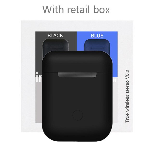 Original i12 TWS Bluetooth 5.0 Sport Earphone touch pop-up window HD Mic for iPhone Xiaomi Huawei Samsung Phone pk i9s i11 Tws: black Retail box