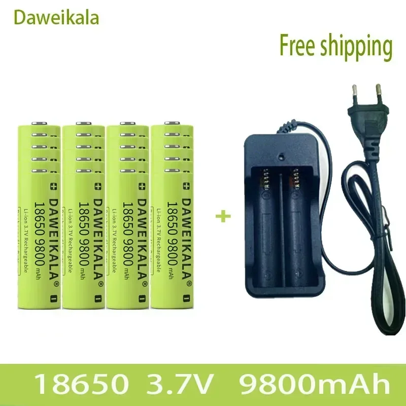 3.7V 18650 9800mAh capacity lithium-ion rechargeable battery flashlight battery+charger: Orange