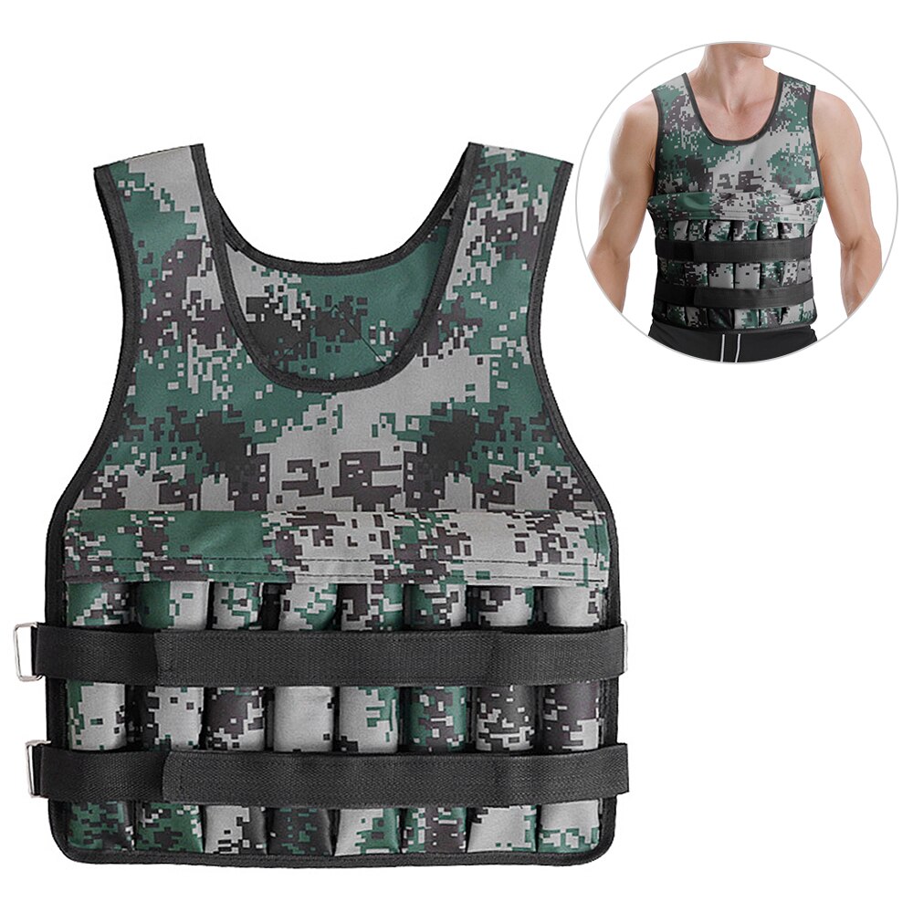 Training Vest 20kg 50kg Adjustable Weighted Vest Exercise Training Fitness Jacket Gym Workout Boxing Waistcoat Fitness Equipment: 20kg Camouflage