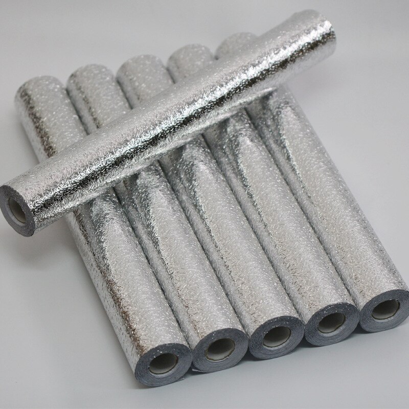 40x100/200cm Kitchen Oil-proof Waterproof Stickers Aluminum Foil Kitchen Stove Cabinet Self Adhesive Wall Sticker DIY Wallpaper