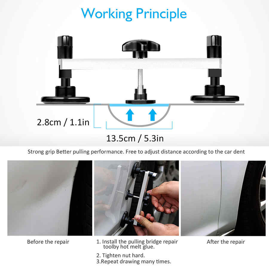 Paintless Dent Repair Tools Dent Puller Bridge DIY Car Body Hail Removal Kit