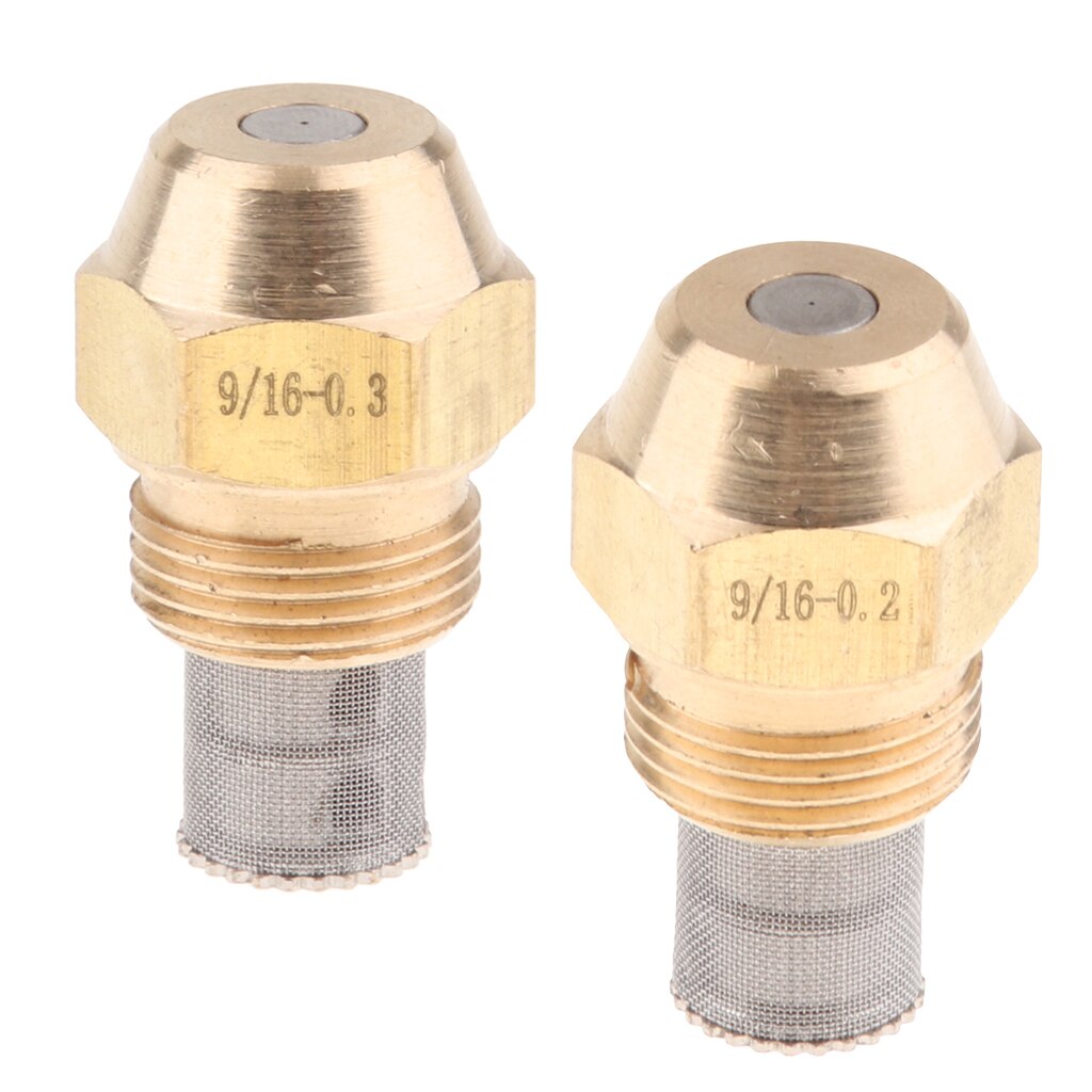 2 x Precision Oil Furnace Nozzle with Stainless Steel Filter Net 9/16 Inch Thread Connect Multi-specification Hole