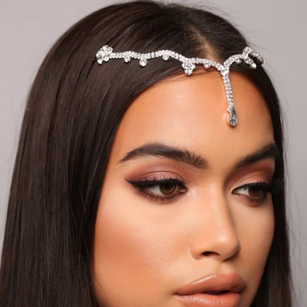Stonefans – pendentif indien en cristal, chaîne frontale, bijoux, diadème, tête de mariée, cheveux, accessoires,