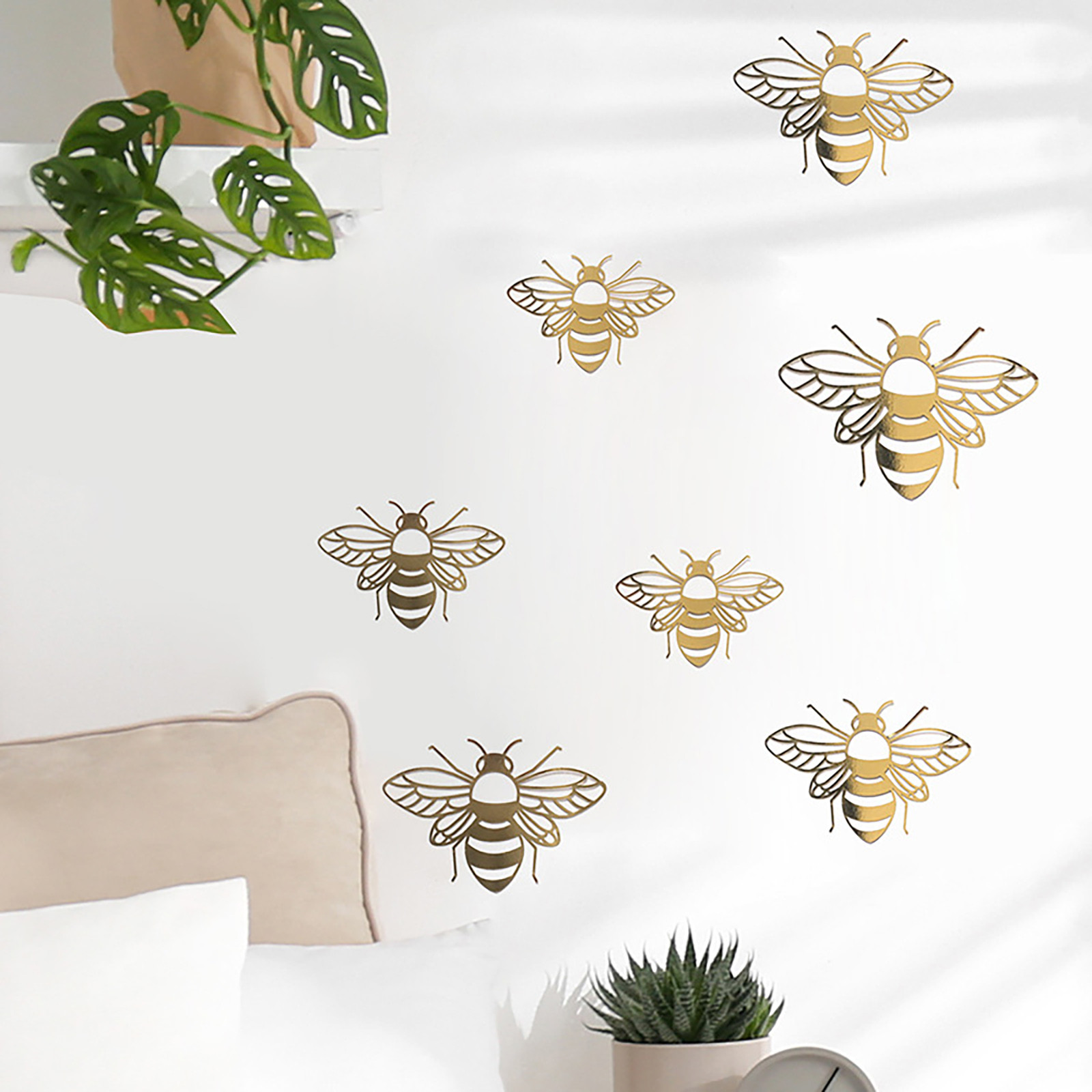 12Pcs Hollow Bee Muurstickers Woondecoratie Feestelijke Party Arrangement Karton Woondecoratie Venster Decals Home Decor