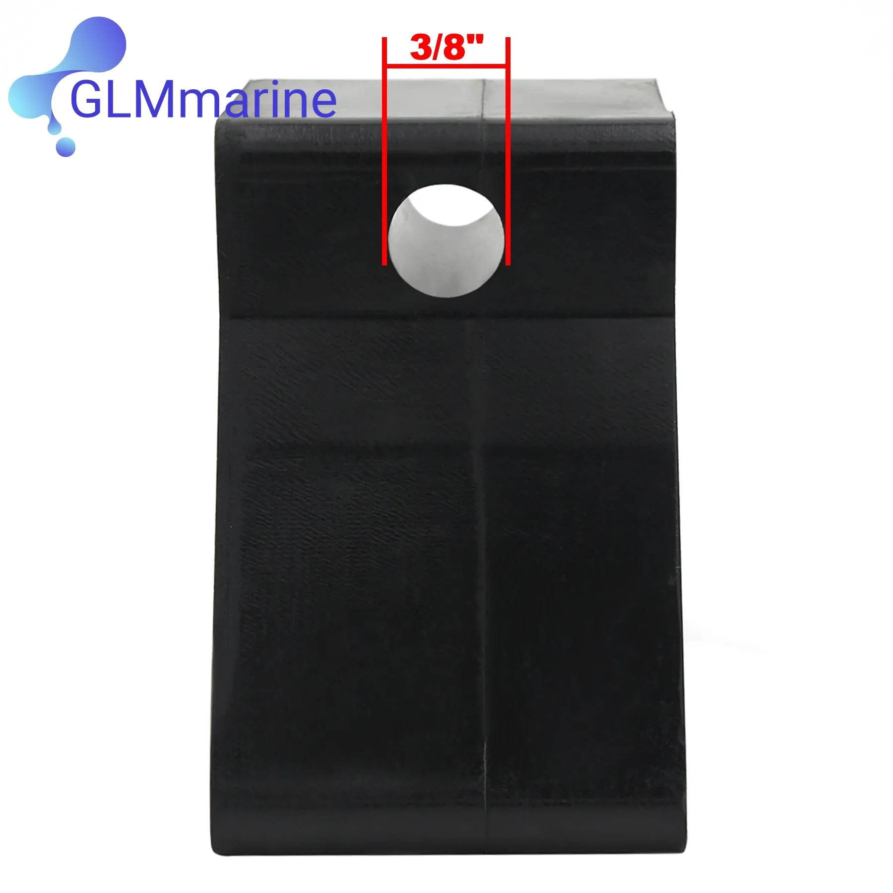 2 Pcs V Bow Stop Roller Boat Trailer Rubber Bow Stop V-Block Black 2-Inch By 2-Inch with 3/8" Hole