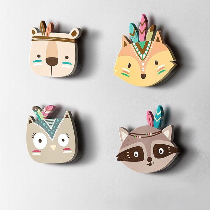 Natuurlijke Houten Cartoon Dieren Vos Kat Beer Speelgoed Kids Baby Houten Muur Speelgoed Kids Kleurrijke Blokken Voor Kinderen Thuis Kamer decoratie