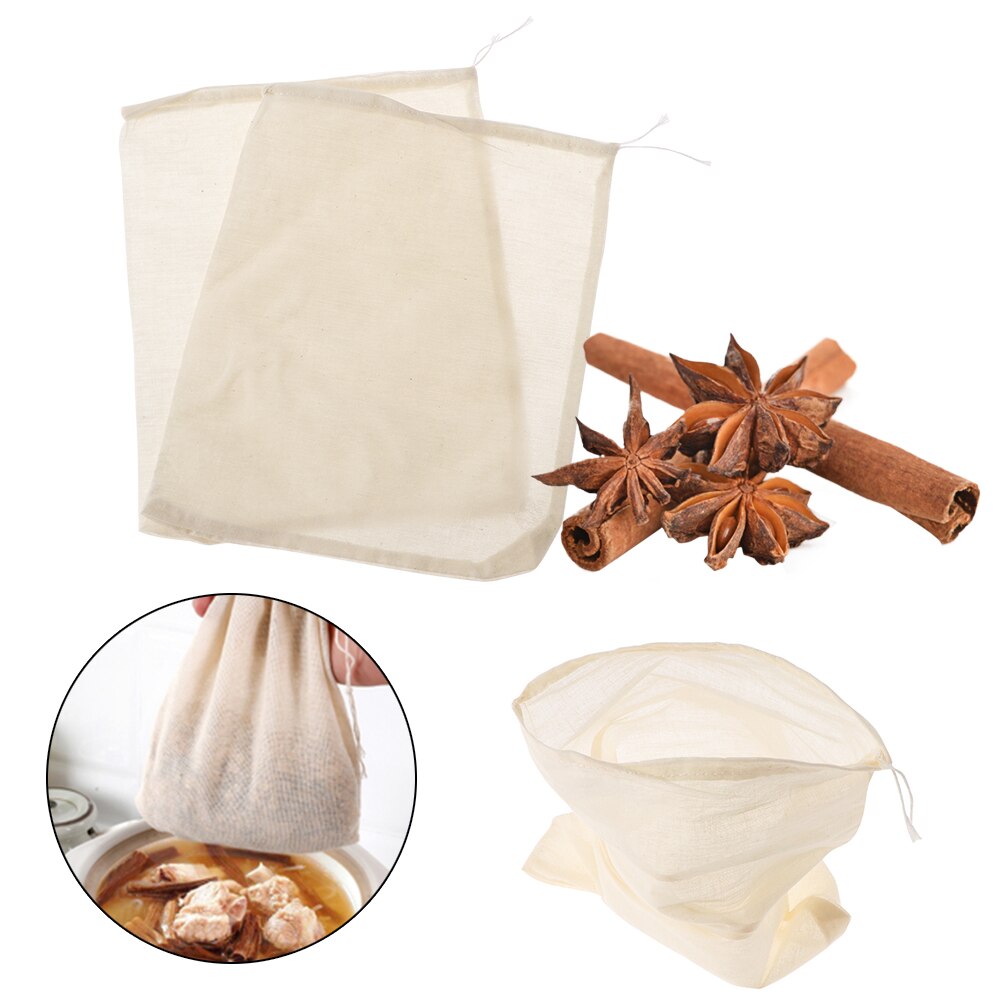 Colador reutilizable de algodón para especias, filtro de malla para alimentos, nueces, muselina y leche de hierbas, bolsa para colador, suministros de cocina 1 unidad