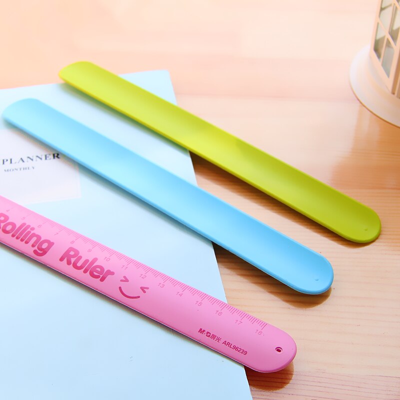Children's Folding Ruler Pupils straight Ruler Colour Soft Ruler Hand Ring Ruler