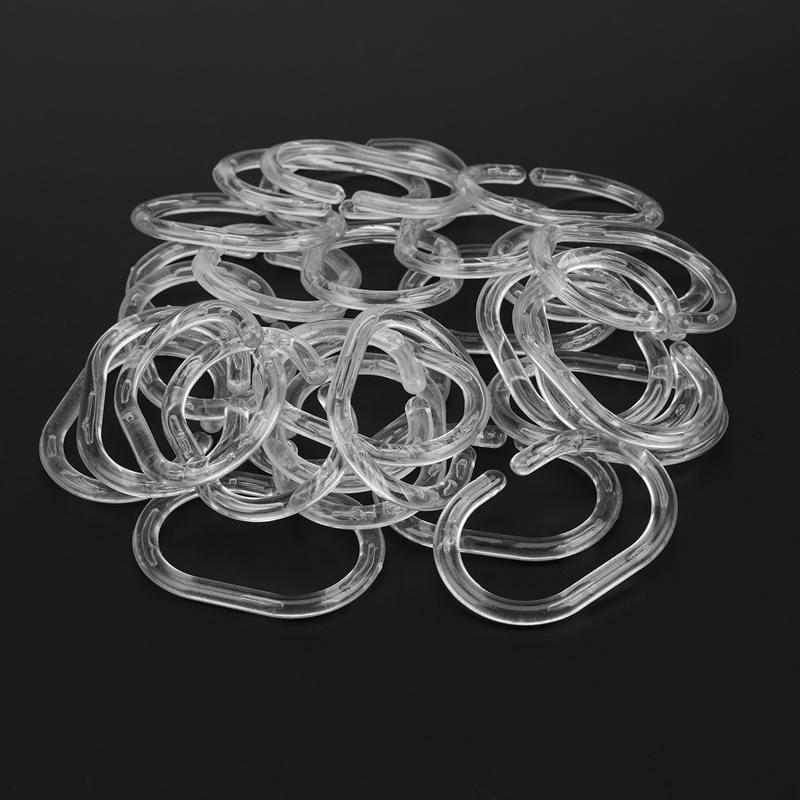30 Pack Shower Curtain Rings Curtain C Rings Hook Hanger Bath Drape Loop Clip Glide (Clear)