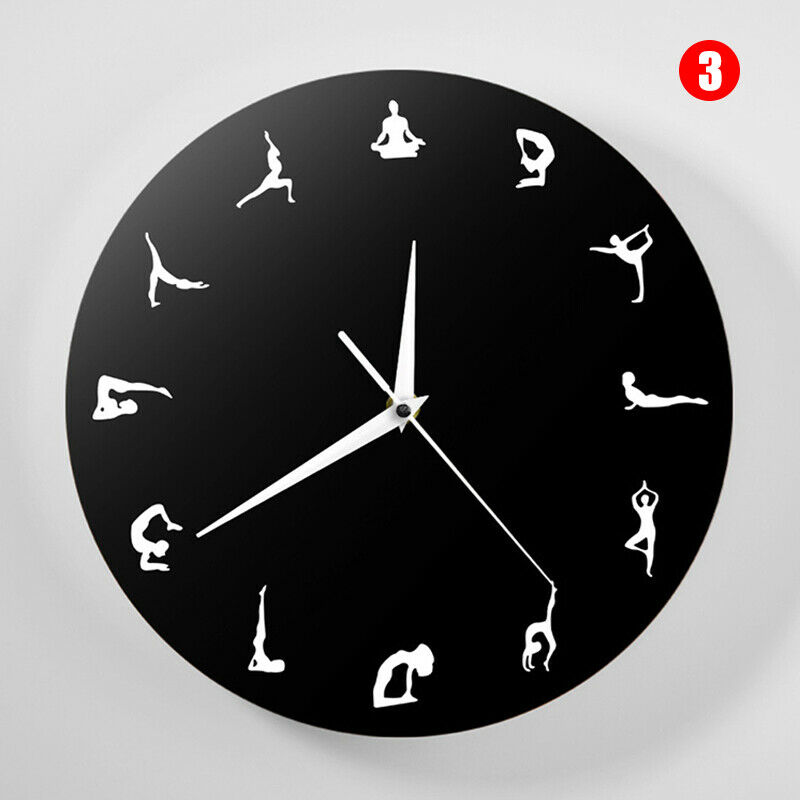 30CM DIY Yoga Pattern Clock Wall Clock Modern Clock Home Decoration Silent Clock Watch Home Decor For Living Room