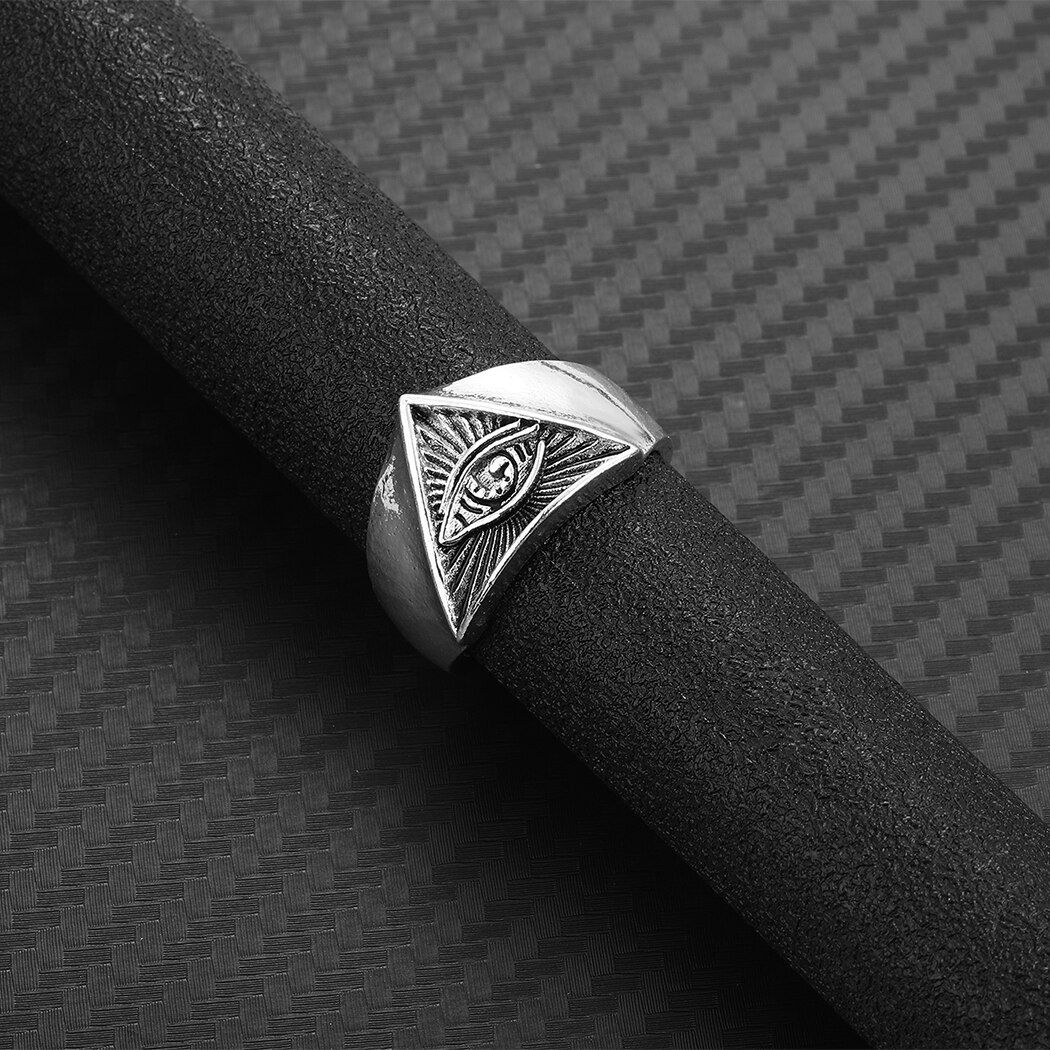 Vintage Eye of Providence antyczny srebrny pierścień dla kobiet mężczyzn Punk Hip Hop egipski Illuminati Symbol mężczyzna pierścień unikalna opaska Unisex