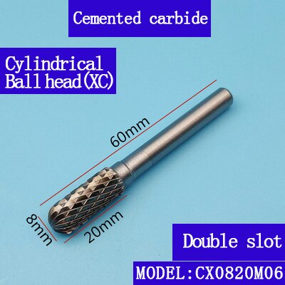 Carbide abrasive rotary file C(CX) type 6mm shank diameter tungsten steel metal milling cutter hand tool parts milling aluminum: CX0820M06