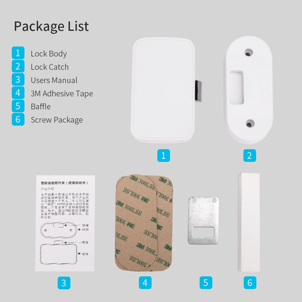 Intelligent Drawer Cabinet Lock Keyless Bluetooth APP Unlock Filing Cabinet Anti-Theft Wardrobe Shoe Cabinet Letter Box Lock