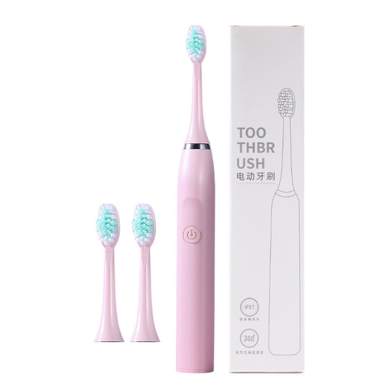 Ultrasonic Electric Toothbrush, 5 Modes, AA Battery Powered Toothbrush, 3 Brush Heads 19800 Vibrations Per: Pink