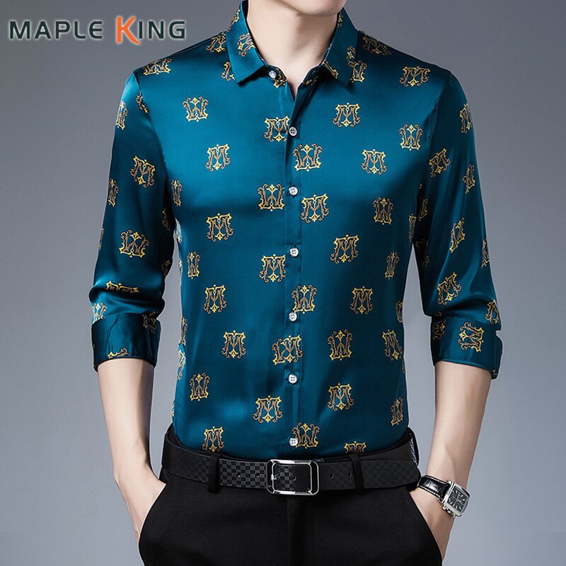 Luxe Crown Print Shirts Voor Mannen Lange Mouw Vintage Koninklijke Gentleman Bisiness Sociale Dress Shirt Mannelijke Blusas Camisas Streetwear
