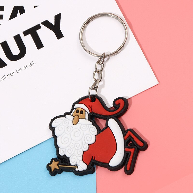 Kerstversiering Pvc Zacht Rubber Herten Oude Man Sleutelhanger Kerstboom Kleine Hanger Kerst Slee Leuke Charm: old man
