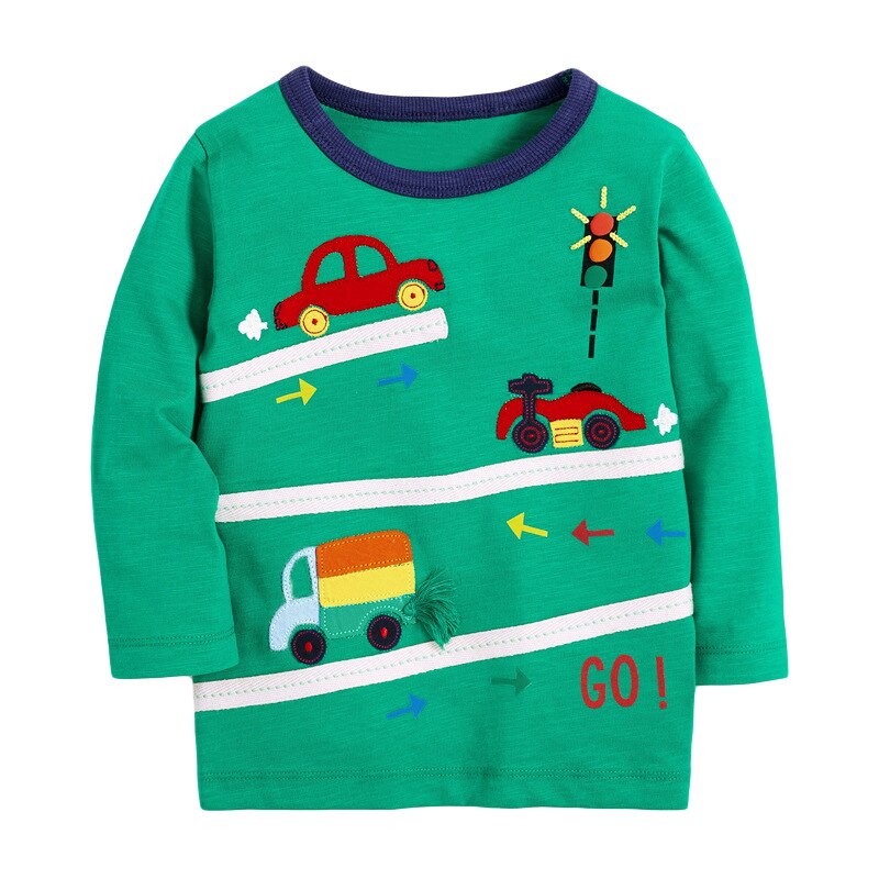 Little maven Boys Long Sleeve T Shirts Cotton Children's Clothing Cartoon Car Baby Boys Clothes for Fall Cotton Shirts: 5T