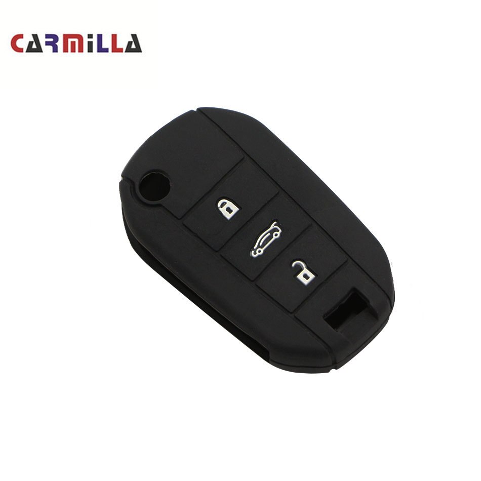 Carmilla 3- knops siliconen autosleutel beschermhoesje voor peugeot accessoires