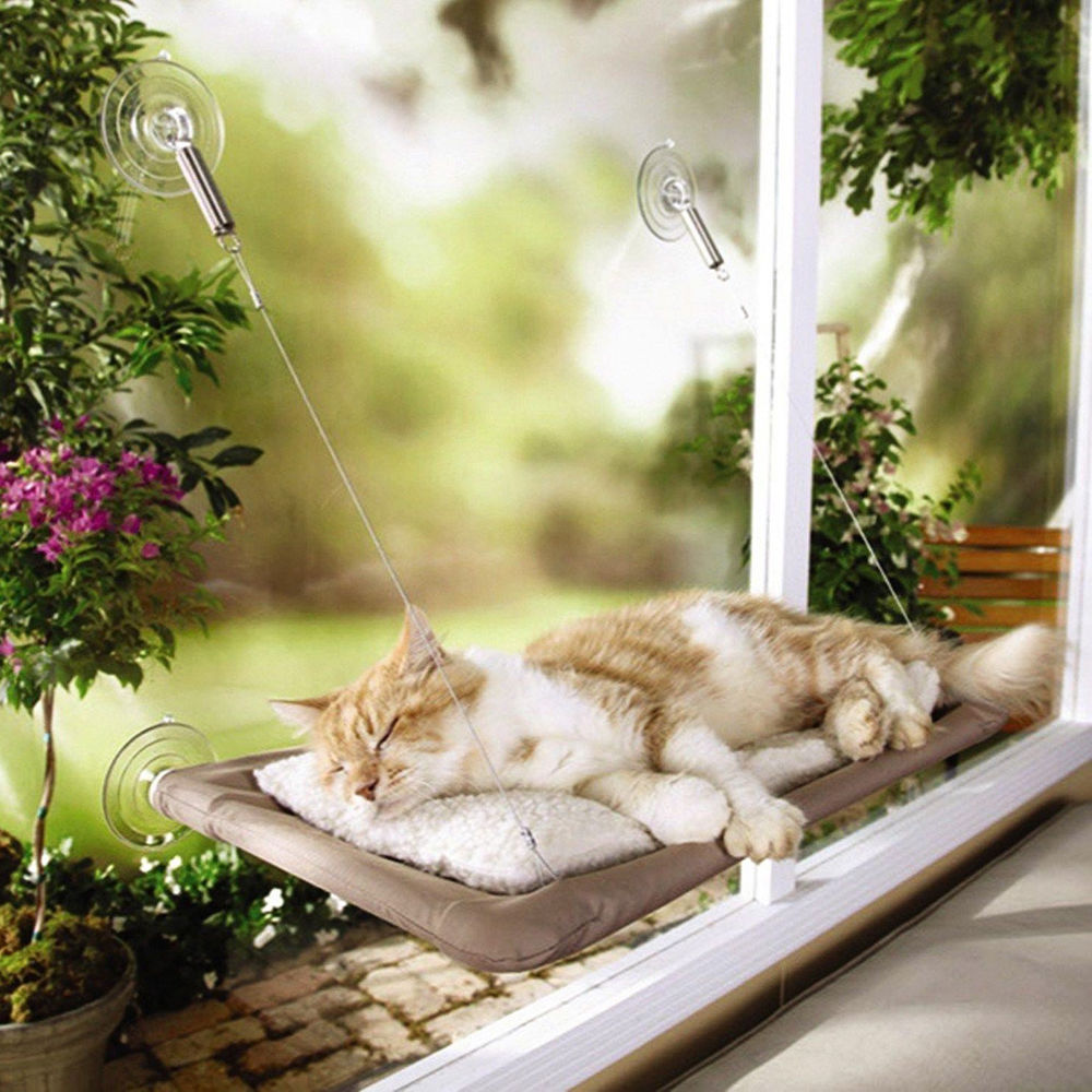Kat hængekøje vinduesmonteret sovesofamåtte pude hængende hyldesæde med sug