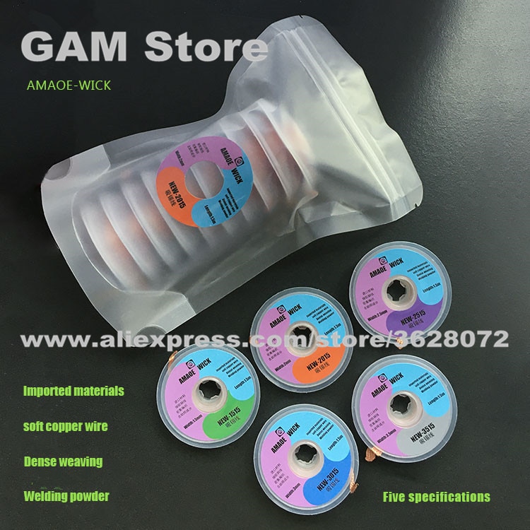 Amaoe wick aflodningstråd dispenser sugetråd til præcision pcb rma tin fjern lodning  -1515 2515 3015 3515