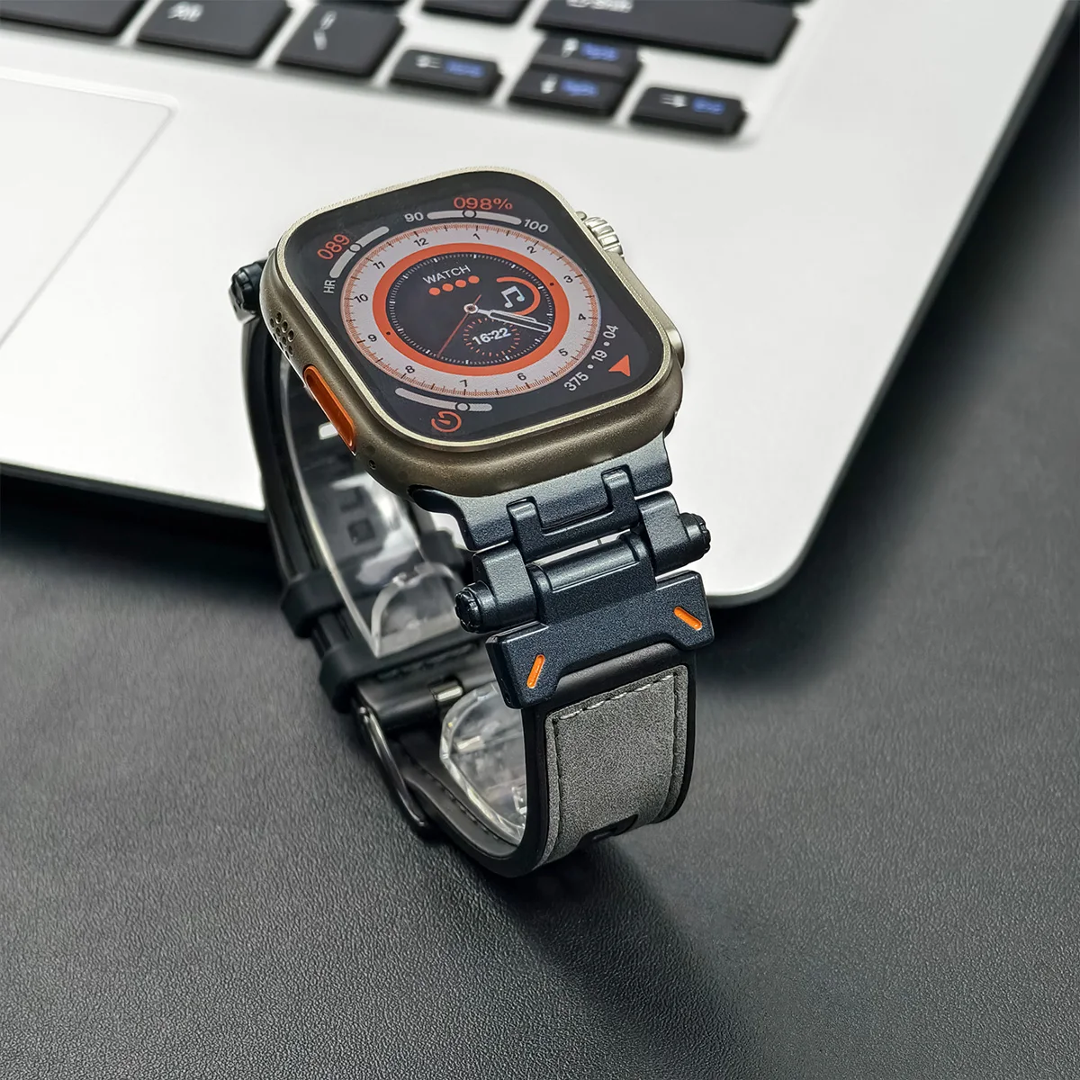 Luxe lederen band voor Apple Watch Band Ultra 2 49 mm 45 mm 44 mm 42 mm siliconen armband polsbandje Iwatch Series 9 8 7 6 5 SE 4