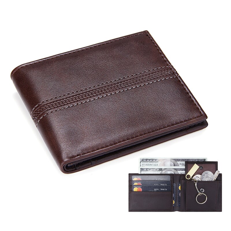 Cartera de lujo de cuero sintético para hombre, billetera masculina de cuero sintético, con tarjeteros pequeños y plegables, monedero de negocios: 8286 Coffee