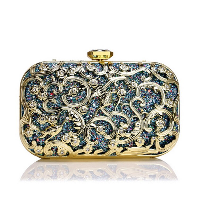 Evening Bag Banquet Clutch Bag Metal Bag: Blue