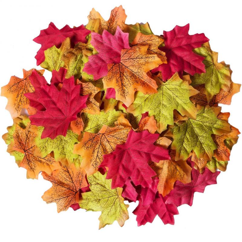 400/500/1000 Pcs Artificial Silk Maple Leaves Garland Silk Autumn Fall Leaf For Wedding Garden Decoration Orange/Green/Yellow