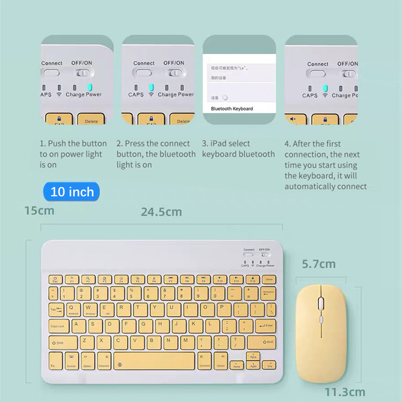 Universele Laptop Tablet Telefoon Draadloze Toetsenbord Muis Voor Ipad 5th 6th 10.2 Air 3 Bluetooth-Compatibel Toetsenbord Voor Samsung