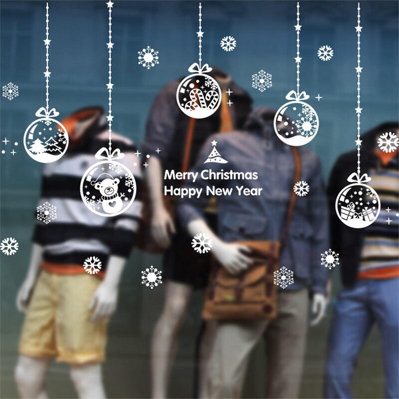 Kerst Glas Stickers Wit Rendier Sneeuwvlok Sneeuwpop Raamstickers Vrolijk Kerstfeest Brief Glas Decor Diy Verwijderbare Stickers: YT-05