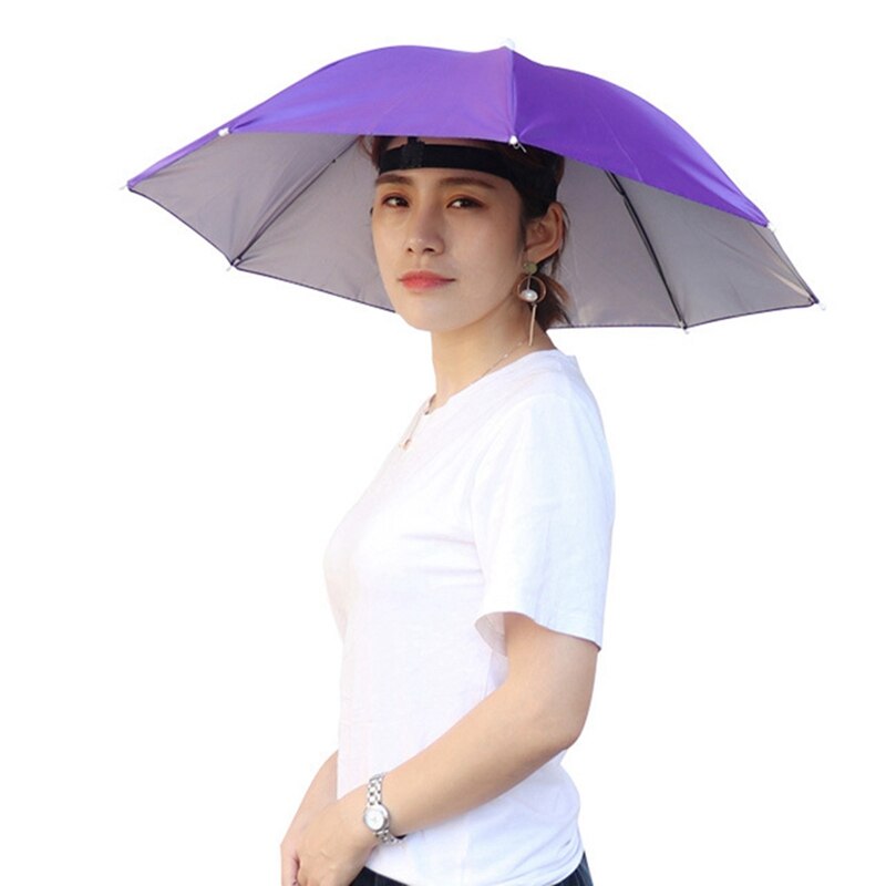 69cm Folding Umbrella Hat Cap Women Men Umbrella Fishing Hiking Golf Beach Headwear Handsfree Umbrella for Outdoor Sports: PP
