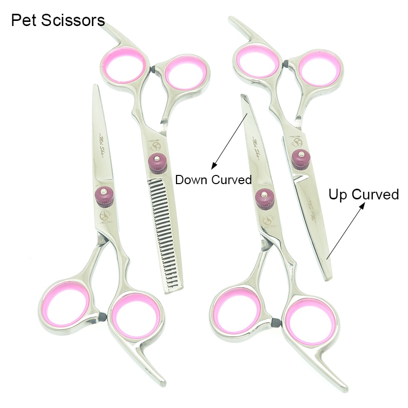 6" Stainless Steel Pet Grooming Scissors Shape Blade Dog Cutting Hair Clipper Puppy Groomer Up Curved/Down Curved Shears B0003A
