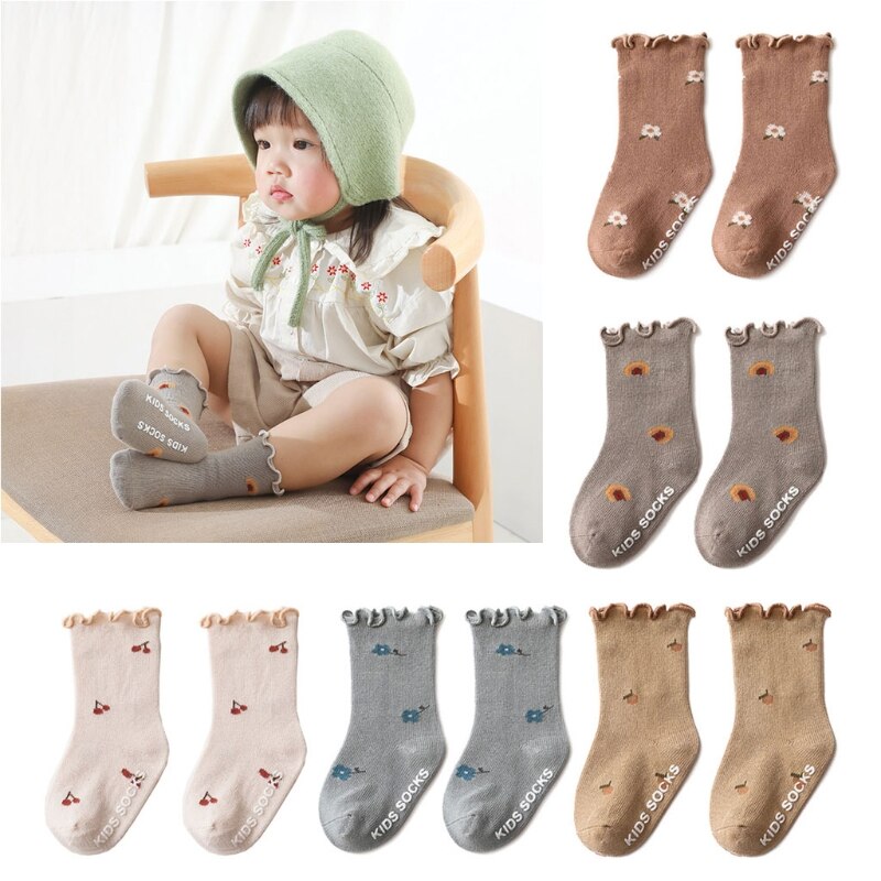 Toddlers Girls Frilly Socks Baby Ankle Sock Children Anti Slip Infant Floor Sock P31B
