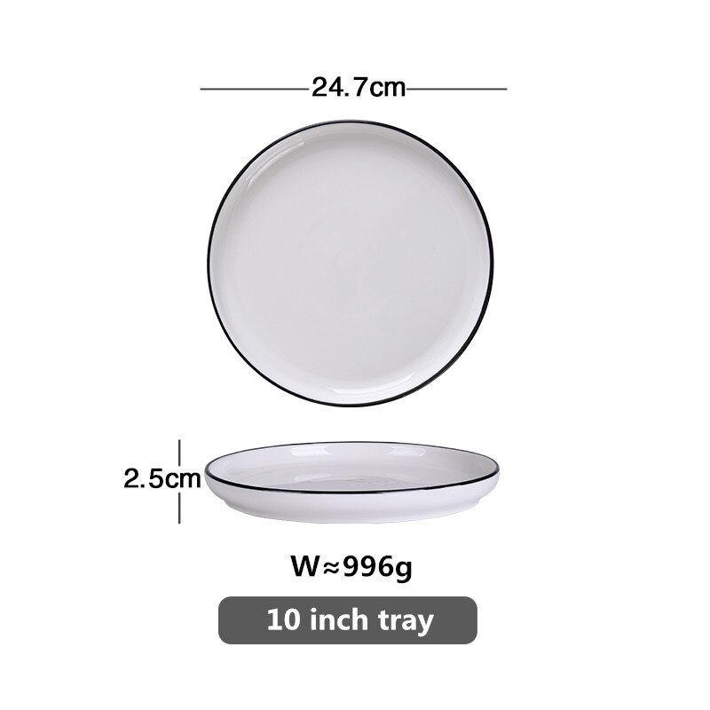 White Dinner Plate Set Ceramic Kitchen Plate Tableware Set Food Dishes Rice Salad Noodles Bowl Soup Kitchen Cook Tool 1pc: 24.7cm tray