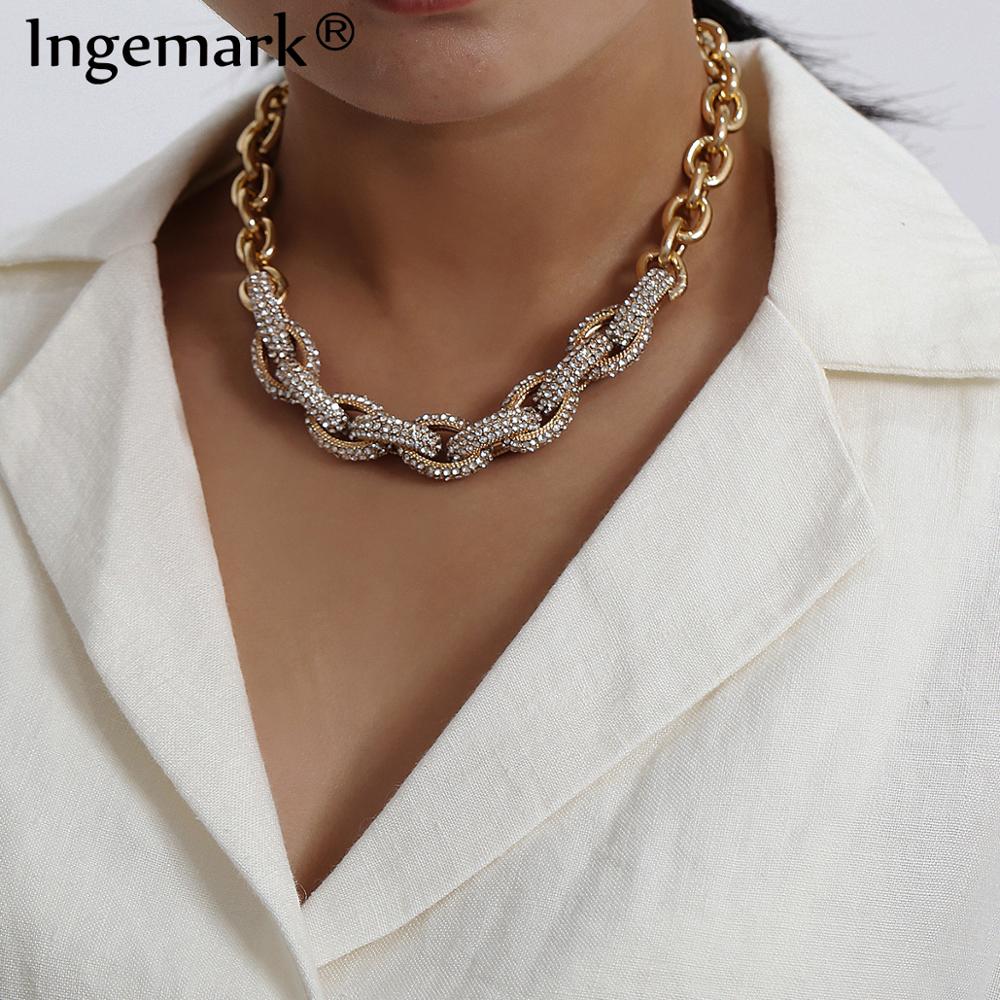 Collier en cristal pour hommes, gothique, Punk, grand, chaîne épaisse, Steampunk, ras du cou en serpent torsadé, Hip Hop, bijoux de pour femmes