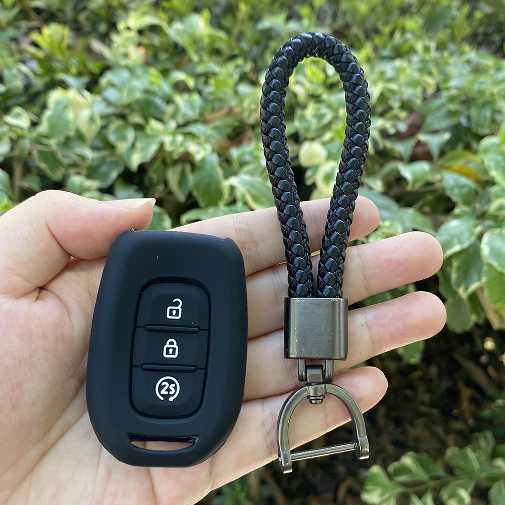 3 Knop Siliconen Auto Sleutel Cover Case Voor Renault Duster Megane Duster Sandero Kangdoo Captur Twingo Sleutelhanger Accessoires: Blauw