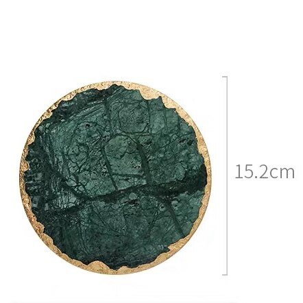 Luxe Antislip Emerald Real Marmer Coaster Mok Plaats Mat Groene Steen Met Gouden Inlay Hittebestendige Trivet Tafel decoratie: B