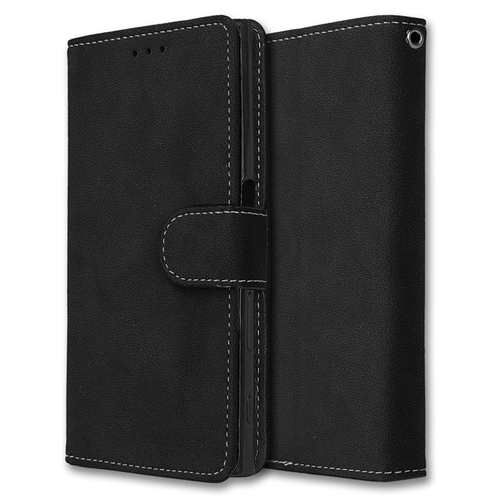 Fundas abatibles de cuero para Sony XZ, Fundas para Sony Xperia XZ F8331 Dual F8332, funda billetera con soporte para sony xz X Z: Black