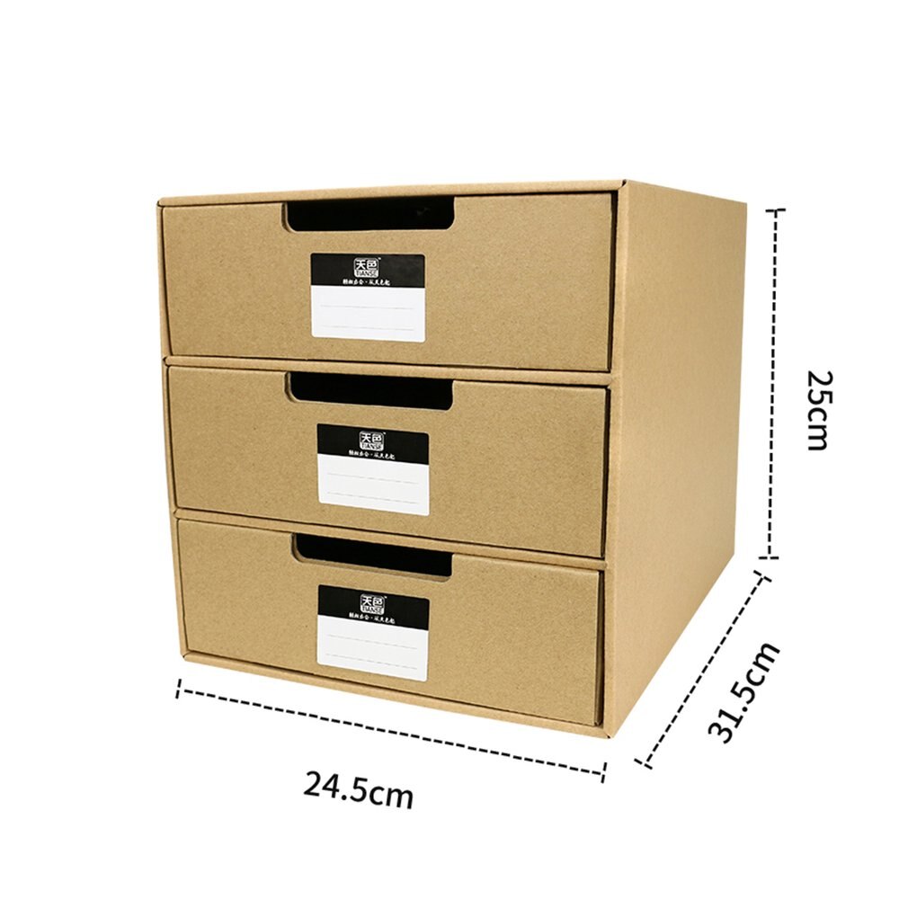 TIANSE TS-1503 Multi-Layers Kraft Paper Files Documents Cabinet DIY Home Office Organizer Documents Container Box