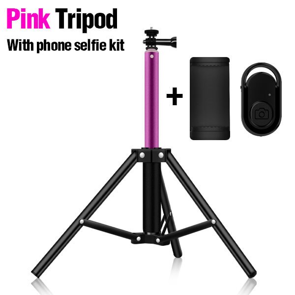 Universal Portable Aluminum Tripod Stand Mount Digital Camera Tripod For Phone Selfie Flash Photo Relfectors Softboxes Lights: pink 3 in1