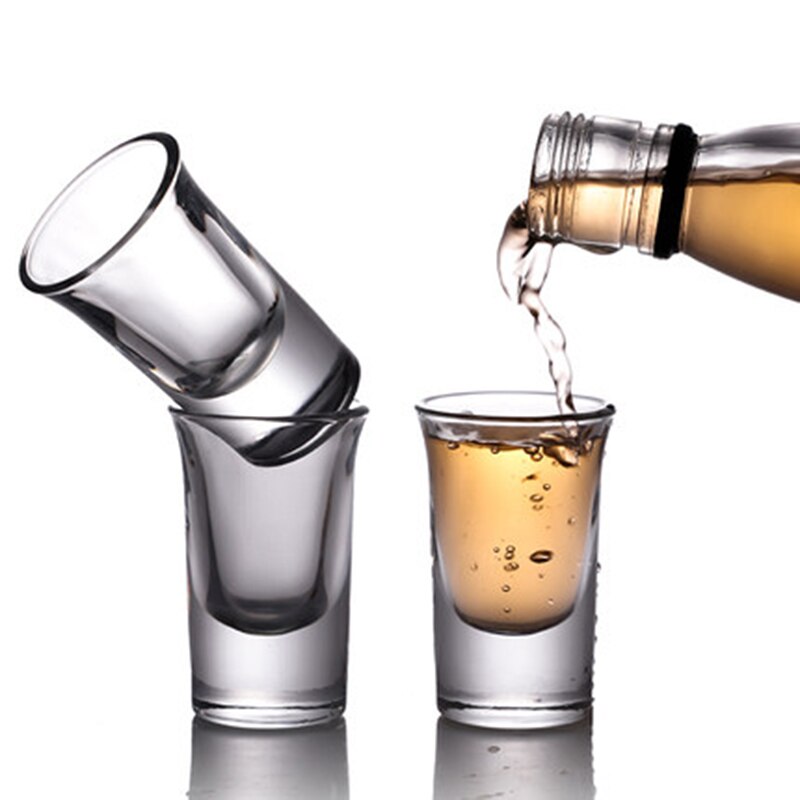 6 Pcs Transparante Borrelglas Cup Glas Hoge Geesten Witte Wijn Glas Cup Party Drinken Dikke Bodem Cup Creatieve Huishoudelijke