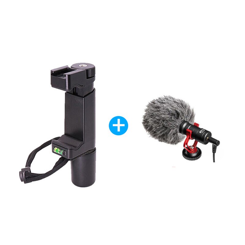 Smartphone Photography Stabilizer Adjustable Phone Handheld Video Live Vlog Handheld Grip For Android iPhone Self Stick Bracket: Grip and Microhpone