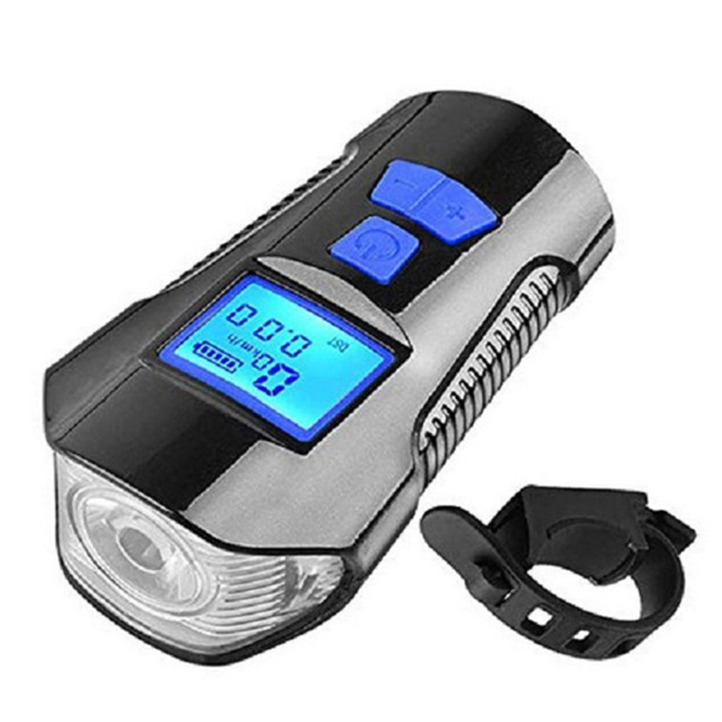 Heldere Led Fietsverlichting Rear En Front Light Kit Usb Oplaadbare Bike Kilometerstand Batterij Display Met Achtergrondverlichting Met Bike Bell: blue