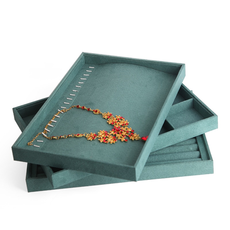 Jewelry Organizer Tray - Velvet Display Holder for Rings, Earrings, Necklaces, Bracelets - 35x24x3cm
