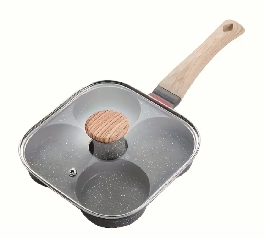 Hamburg Bratpfanne Antihaft-Bratpfanne mit Deckel Haushalt vier-See-bilden Frühstück Bratpfanne Omelett Artefakt Küche Spezial: dunkel Grau